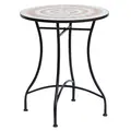 Outsunny 60 cm Mosaic Garden Table, Small Round Outdoor Side Table with Ceramic Top, Plant Stand for Patio, Balcony, Orange and White - 1