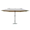 Outsunny 4.6M Sun Umbrella Canopy Double-sided Crank Sun Shade w/ Cross Base Khaki - 1