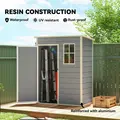 Outsunny 5' x 3' Garden Shed with Floor, Outdoor Storage Shed with Lockable Door, Window and Vent for Garden, Patio, Grey - 5