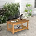 Outsunny 45 x 90cm Acacia Wood Two-Tier Garden Table - 2