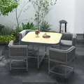 Outsunny 4-Seater Rattan Cube Garden Furniture Set with Cushions - Grey - 2