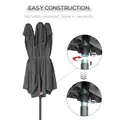 Outsunny 4.6M Sun Umbrella Canopy Double-sided Crank Sun Shade w/ Cross Base Grey - 6