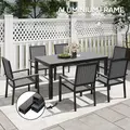 Outsunny 6 Seater Garden Dining Set with Stackable Chairs, Aluminium Frame, Rectangular Plastic Top, Garden Furniture Set, Outdoor Dining Table and Chairs for Patio, Balcony, Poolside, Grey - 4
