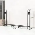 Outsunny 6.5 FT Steel Firewood Log Rack with 300 kg Capacity, Heavy Duty Indoor Outdoor Fireplace Wood Storage Shelf, Log Holder/Stand with Extra Support Legs, Decorative Bonfire Pattern, Black - 3