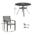 Outsunny 5 Piece Garden Furniture Set, Garden Dining Set with Round Table and 4 Stackable Chairs, Steel Frame, for Outdoor, Patio, Terraces, Dark Grey - 3