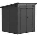 Outsunny 6 x 6ft Outdoor Storage Shed, Plastic Garden Shed with Windows and Air Vents, Outdoor Resin Tool Shed with Latch Doors for Garden, Deck, Dark Grey - 1
