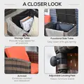 Outsunny 6 Pieces Rattan Garden Furniture Set, 7 Seater Wicker Outdoor Furniture Set with Storage Tea Table & Side Table, Sectional Garden Sofa Set with Cushions, Orange - 6