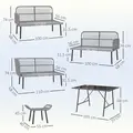 Outsunny 6 Piece Rattan Garden Furniture Set, 8 Seater Garden Corner Sofa with Cushions and Glass Top Table, Sectional Outdoor Furniture Conservatory Set for Patio, Charcoal Grey - 3