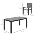 Outsunny 6 Seater Garden Dining Set with Stackable Chairs, Aluminium Frame, Rectangular Plastic Top, Garden Furniture Set, Outdoor Dining Table and Chairs for Patio, Balcony, Poolside, Grey - 3