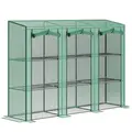 Outsunny 46 x 215cm Nine-Shelf Greenhouse - Green - 1