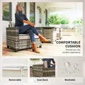 Outsunny 5-Piece Rattan Patio Furniture Set with Gas Fire Pit Table, Loveseat Sofa, Armchairs, Cushions, Pillows, Grey - 7