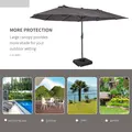 Outsunny 4.6m Garden Parasol Double-Sided Sun Umbrella Patio Market Shelter Canopy Shade with Weight Base, Grey - 7