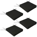 Outsunny 4-Piece Seat Cushions Pillow Replacement, Patio Chair Cushions Set with Ties for Indoor Outdoor, Black - 1