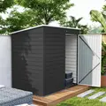 Outsunny 6 x 4ft Metal Garden Storage Shed, Outdoor Tool Storage Shed with Lockable Door and Gloves for Garden, Patio, Dark Grey - 9
