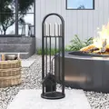 Outsunny 5 Pieces Fireplace Tools Set, Metal Fireplace Accessories Fireside Companion Set with Broom, Shovel, Poker and Bucket, Silver - 7