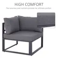 Outsunny 6 PCs Outdoor Indoor Sectional Corner Sofa Set Thick Padded Cushions Aluminium Frame 5 Seaters 1 Coffee Table Grey - 5