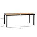 Outsunny Aluminium Outdoor Garden Dining Table for 8 People, Faux Wood Top, for Garden, Patio, 190 x 90 x 74 cm, Natural - 3