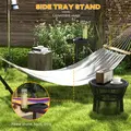 Outsunny 9.4ft Hammock Stand with Side Tray Stand, Steel Frame Hammock Net Stand, for String-style, Brazilian-style, Flat-style, Rope-style Hammocks, Black - 6