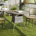Outsunny 90 cm Wood-Effect Rattan Garden Table - Grey - 2