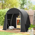 Outsunny 8 x 4 ft Garden Storage Tent, Waterproof Bike Tent with Roll-up Zipper Door and Galvanised Metal Frame, Dark Grey - 2
