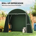 Outsunny 8 x 4 ft Garden Storage Tent, Waterproof Bike Tent with Roll-up Zipper Door and Galvanised Metal Frame, Green - 6