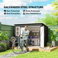 Outsunny 8.5 x 6ft Storage Shed Galvanised Steel Garden Shed, Metal Shed with Foundation Kit, Window, Lockable Wide Doors and Air Vents for Outdoor Patio, Dark Grey - 4