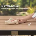 Outsunny 78 cm Garden Dining Table for 4 People, Square Outdoor Coffee End Side Table with Aluminium Legs, Natural Wood Finish - 5