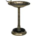 Outsunny 72cm Tall Antique Bird Bath for Garden, Vintage Style Birdbath with Bird Decoration and Flower Planter Base, Bird Bath Bowl for Outdoor, Bronze Tone - 1