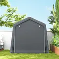 Outsunny 8 x 6.5 ft Outdoor Garden Storage Shed, Waterproof Bike Tent w/ Double Roll-up Zipper Door for Garden Tools, Dark Grey - 8