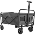 Outsunny 62L Festival Trolley on Wheels, Garden Folding Trolley Cart, 120kg Heavy Duty Collapsible Folding Wagon with Adjustable Handle and Carrying Bag for Beach, Camping, Festival, Grey - 1