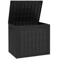 Outsunny 93L Plastic Garden Storage Box, Outdoor Storage Box with Handles, Waterproof Outdoor Storage Container, Black - 1