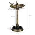 Outsunny 81cm Tall Bird Bath with 2 Decorative Birds, Vintage Style Birdbath with Flower Planter Base, Bird Bath Bowl for Garden, Bronze Tone - 3