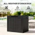 Outsunny 93L Plastic Garden Storage Box, Outdoor Storage Box with Handles, Waterproof Outdoor Storage Container, Black - 7