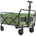 Outsunny 62L Festival Trolley on Wheels, Garden Folding Trolley Cart, 120kg Heavy Duty Collapsible Folding Wagon with Adjustable Handle and Carrying Bag for Beach, Camping, Festival, Green - 1