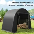 Outsunny 8 x 4 ft Garden Storage Tent, Waterproof Bike Tent with Roll-up Zipper Door and Galvanised Metal Frame, Dark Grey - 5