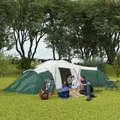 Outsunny 6-9 Man Tent with Bedrooms and Living Room, Accessories Included, Green - 2