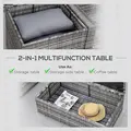 Outsunny 6PC Rattan Corner Sofa Set Wicker 4 Seater Garden Storage Coffee Table Conversation Ottoman Outdoor Weave Furniture w/ Cushion Grey - 6