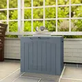 Outsunny 93L Plastic Garden Storage Box, Outdoor Storage Box with Handles, Waterproof Outdoor Storage Container, Light Grey - 9
