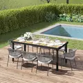 Outsunny Aluminium Outdoor Garden Dining Table for 8 People, Faux Wood Top, for Garden, Patio, 190 x 90 x 74 cm, Natural - 2
