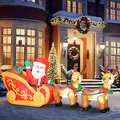 Outsunny 7.9ft Christmas Inflatable Santa on Sleigh with Two Reindeer, Outdoor Christmas Blow Up Decoration with Built-in LED Lights for Garden, Indoor Outdoor Home Decor - 8