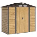 Outsunny 7 x 4ft Garden Shed, Easy to Assemble, Upgraded Galvanised Steel Frame with Foundation Kit, Double Doors with Lock, Outdoor Metal Shed with Vents and Gloves, Garden Storage Shed, Natural - 1