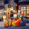 Outsunny 6ft Inflatable Santa Sleigh Decoration, with Accessories - 8