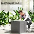 Outsunny 93L Plastic Garden Storage Box, Outdoor Storage Box with Handles, Waterproof Outdoor Storage Container, Khaki - 4