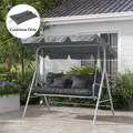 Outsunny Back and Seat Cushion Replacement with 2 Pillows, Patio Chair Cushions Set with Ties, Charcoal Grey - 2