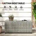 Outsunny 90 x 50cm Glass-Top Rattan Side Table - Light Grey - 4