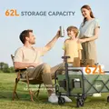 Outsunny 62L Festival Trolley on Wheels, Garden Folding Trolley Cart, 120kg Heavy Duty Collapsible Folding Wagon with Adjustable Handle and Carrying Bag for Beach, Camping, Festival, Green - 4