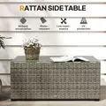 Outsunny 90 x 50cm Glass-Top Rattan Side Table - Dark Grey - 4