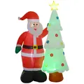 Outsunny 7ft Christmas Inflatable Decoration Santa Claus and Christmas Tree, Blow-Up Outdoor Garden Display for Lawn Garden Party - 1