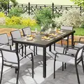 Outsunny Aluminium Outdoor Garden Dining Table for 8 People, Faux Wood Top, for Garden, Patio, 190 x 90 x 74cm, Brown - 9