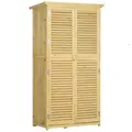Outsunny 87 x 47 x 160cm Wooden Garden Shed, Sheds & Outdoor Storage with Asphalt Roof and 2 Lockable Doors, Natural - 1